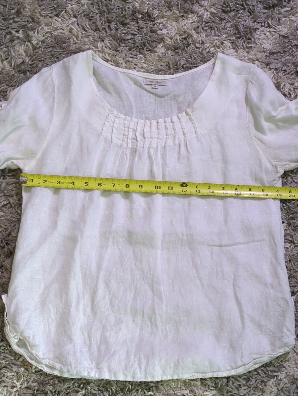 3 Linen Top Bundle Made in Italy St. Tropez West White Blouses Mixed Sizes - Picture 15 of 16